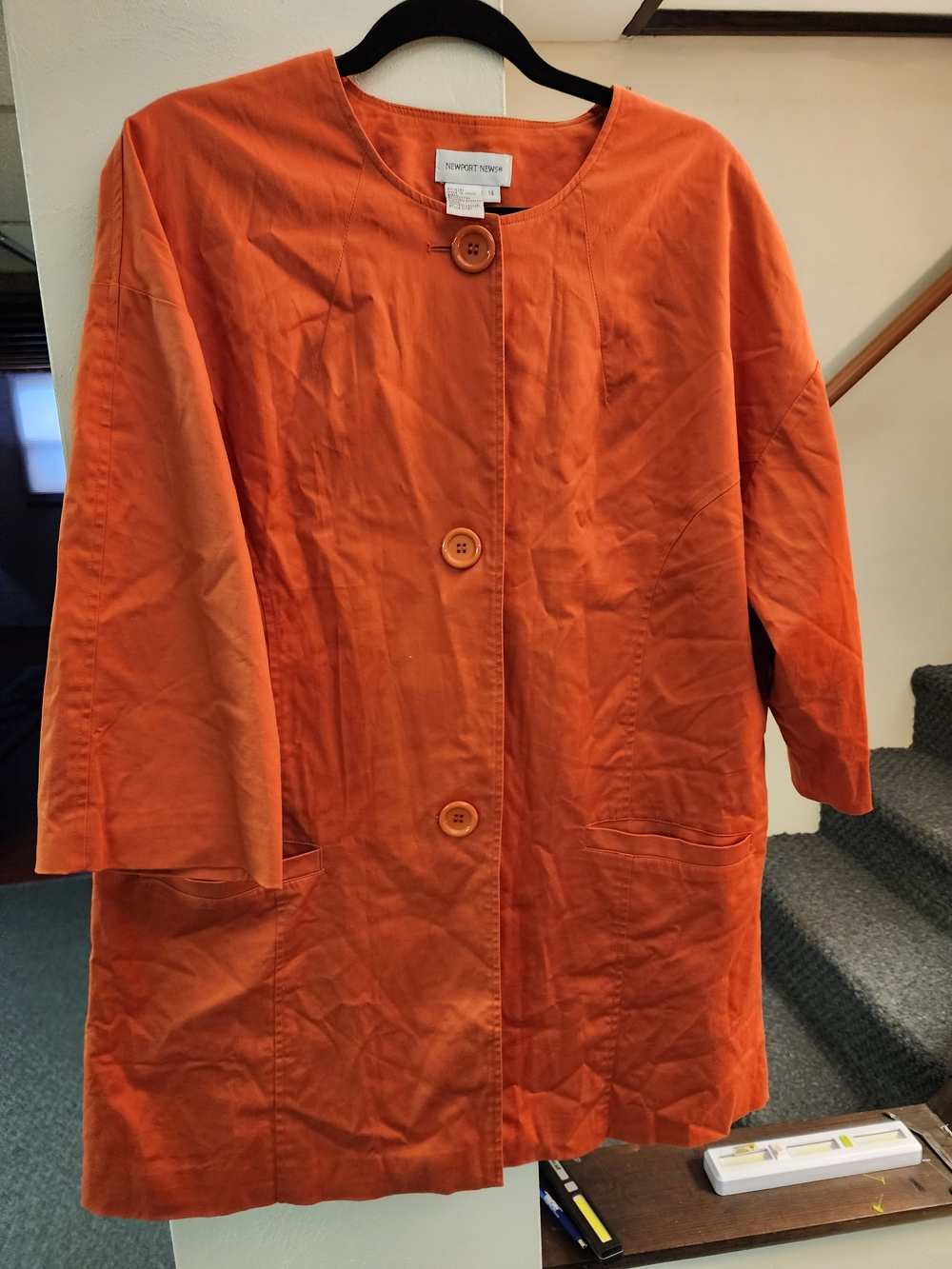 Newport News Sz 14 Terra Cotta Orange Button-Front Coat